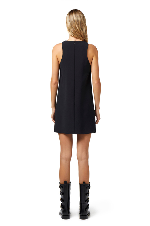 Mini-dress in stretch crêpe with foulard scarf at the neckline - Elisabetta Franchi® Outlet
