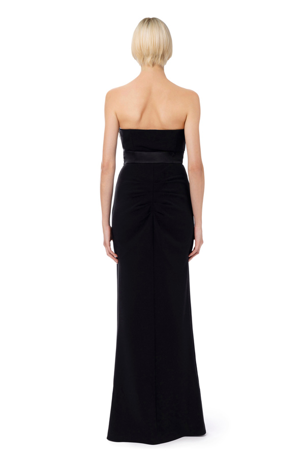 Crêpe dress with pearl and rhinestone embroidery - Elisabetta Franchi® Outlet