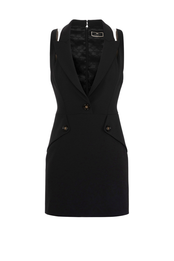 Minikleid aus Stretch-Crêpe mit Patten - Elisabetta Franchi® Outlet