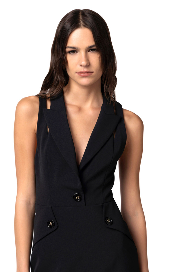 Minikleid aus Stretch-Crêpe mit Patten - Elisabetta Franchi® Outlet