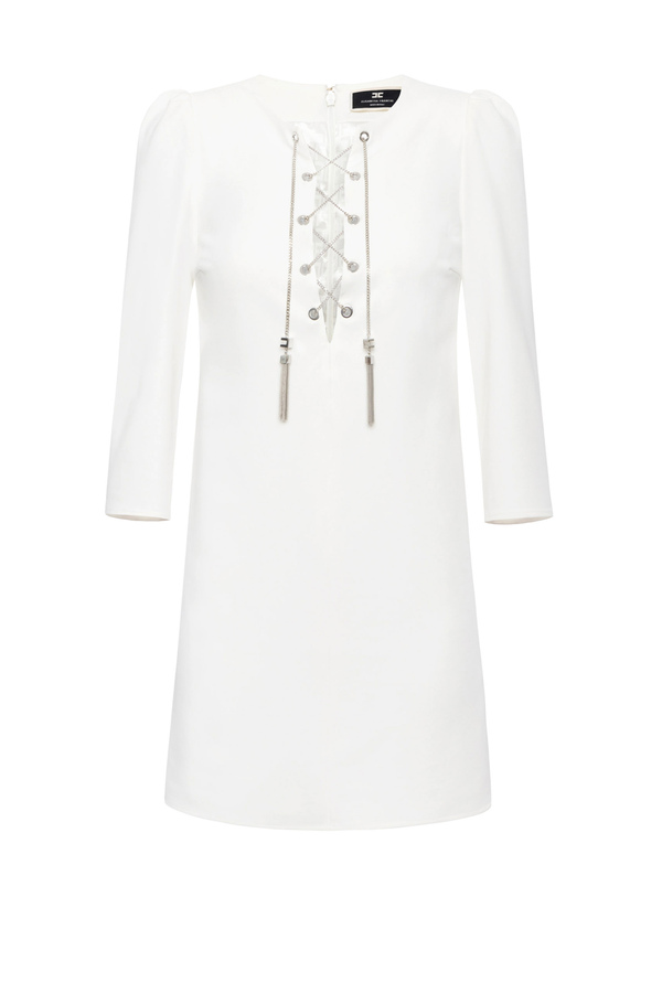 Mini-dress in technical fabric with criss-cross lacing - Elisabetta Franchi® Outlet