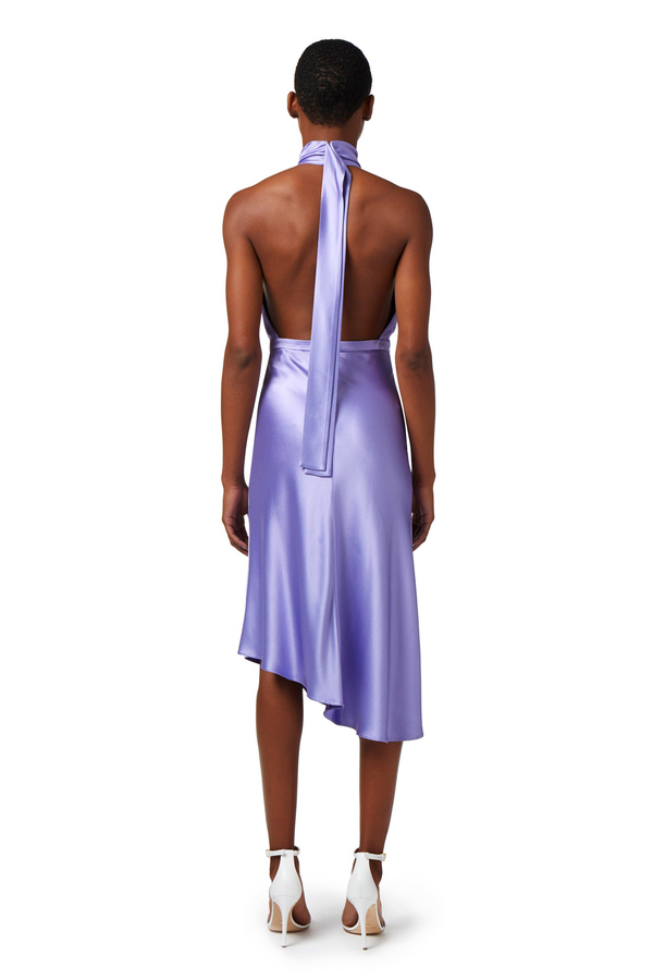 Midi-Kleid aus Satin mit asymmetrischem Rock - Elisabetta Franchi® Outlet