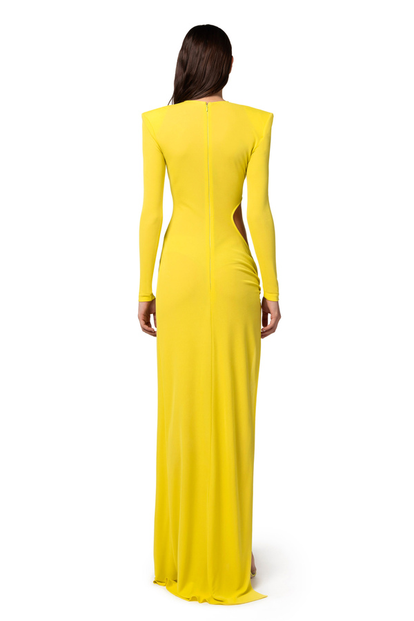 Red carpet dress in draped jersey with cut-out - Elisabetta Franchi® Outlet