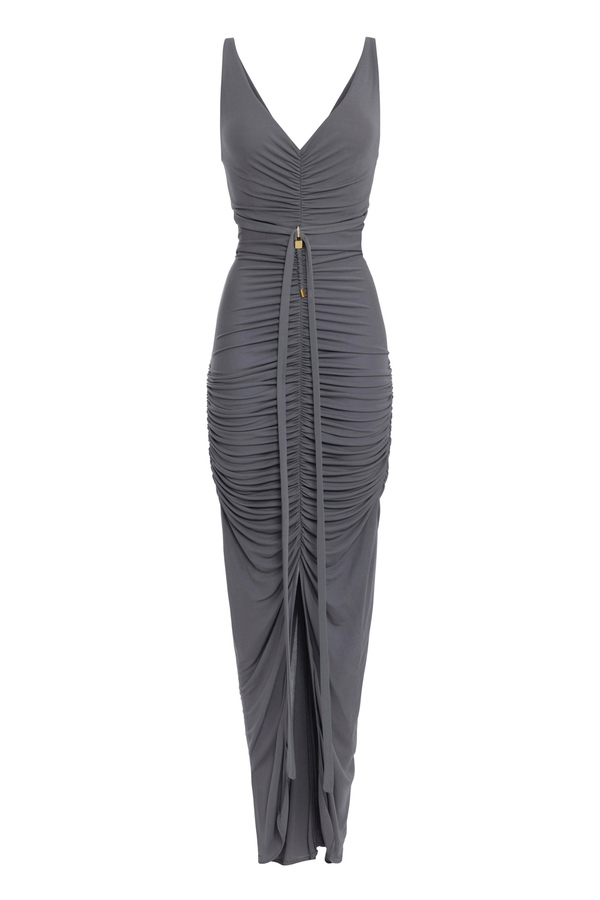 Red Carpet-Kleid aus Jersey mit Raffung und Piercing - Elisabetta Franchi® Outlet