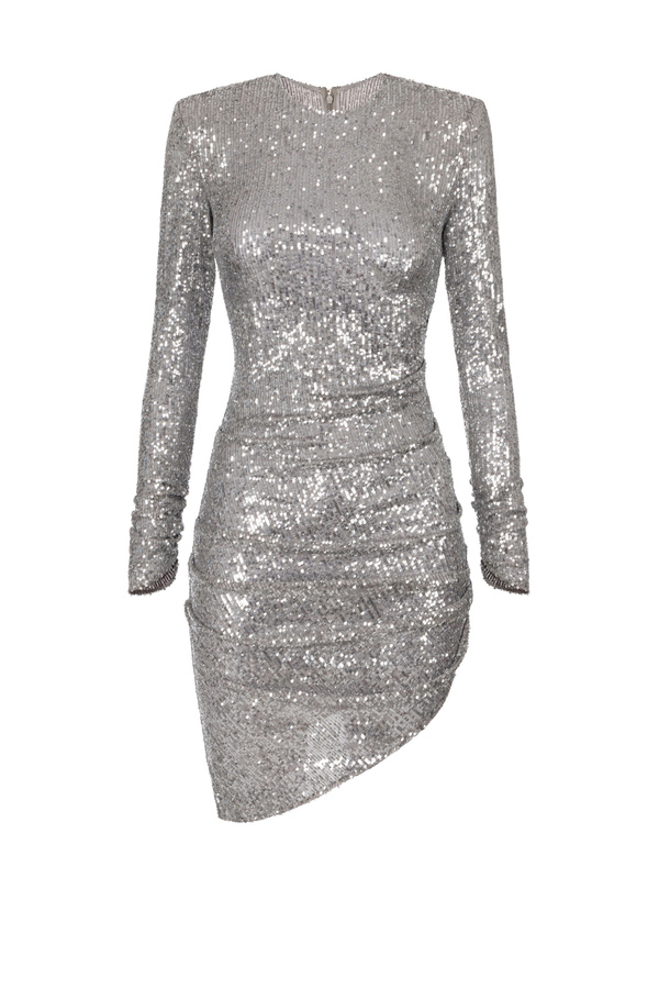Mini-dress made of sequins with asymmetric skirt - Elisabetta Franchi® Outlet