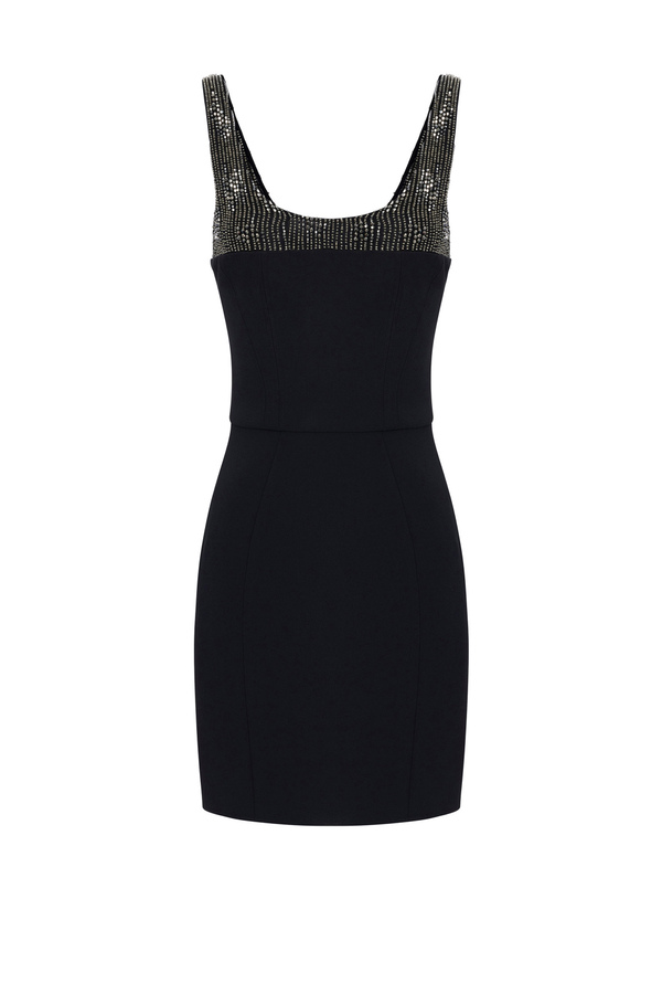 Mini-dress in crêpe fabric with embroidered bodice - Elisabetta Franchi® Outlet