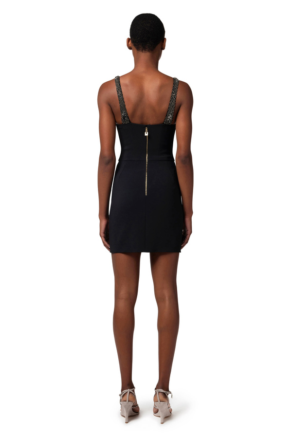 Mini-dress in crêpe fabric with embroidered bodice - Elisabetta Franchi® Outlet