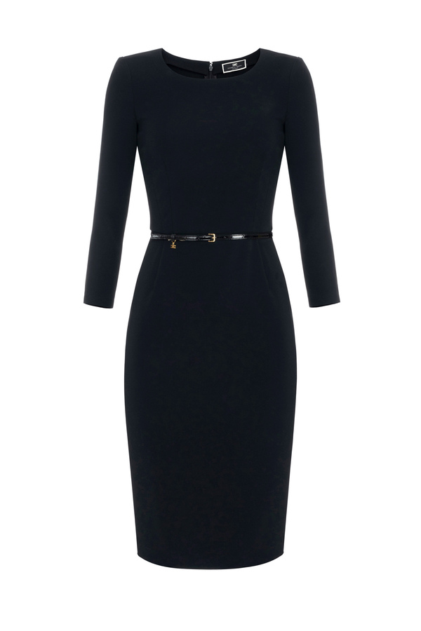 Technical fabric midi dress with belt - Elisabetta Franchi® Outlet