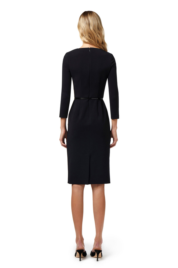 Technical fabric midi dress with belt - Elisabetta Franchi® Outlet