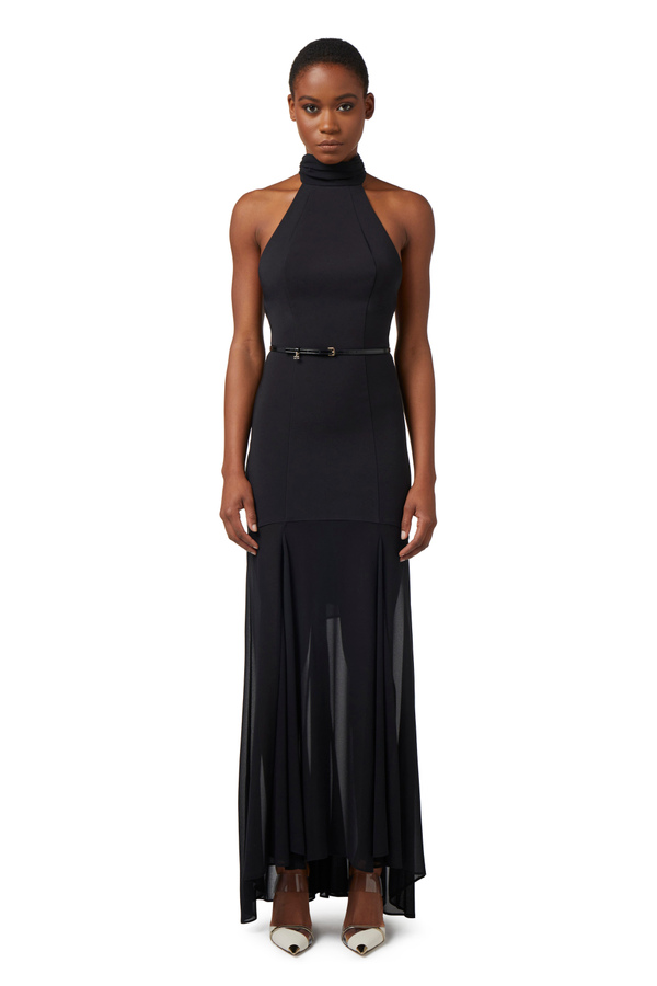 Red Carpet-Kleid aus Crêpe mit Neckholder-Ausschnitt - Elisabetta Franchi® Outlet
