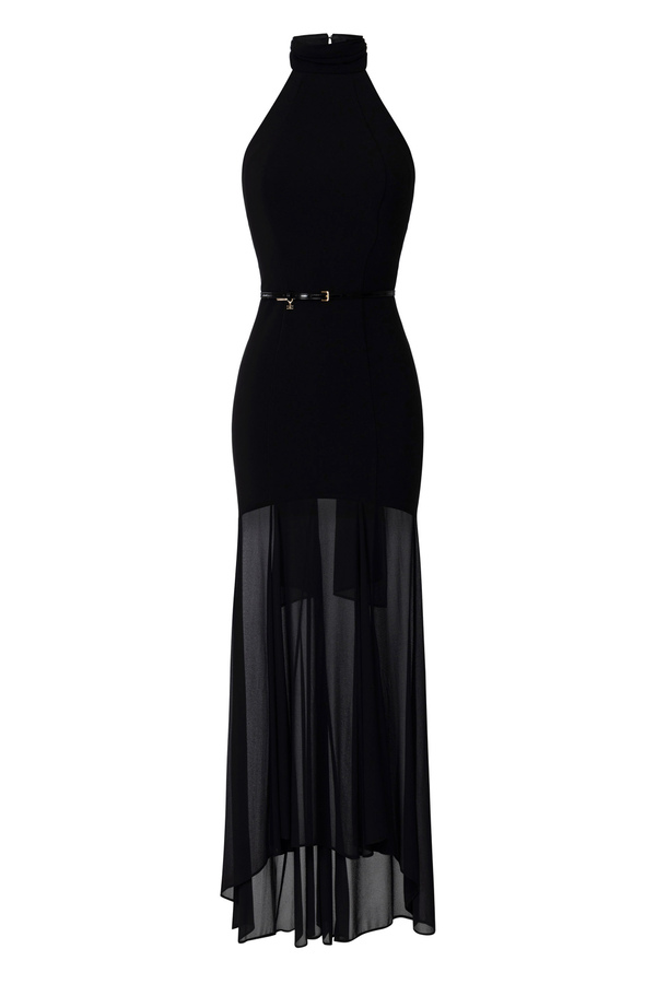 Red Carpet-Kleid aus Crêpe mit Neckholder-Ausschnitt - Elisabetta Franchi® Outlet