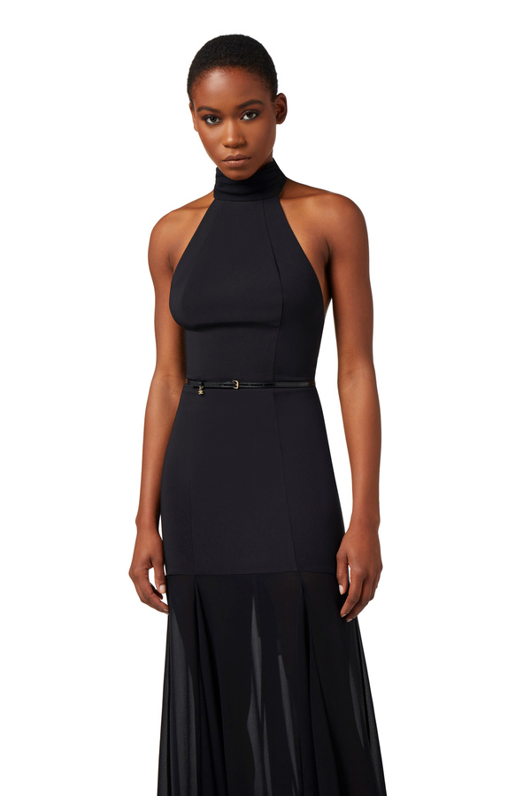 Red Carpet-Kleid aus Crêpe mit Neckholder-Ausschnitt - Elisabetta Franchi® Outlet