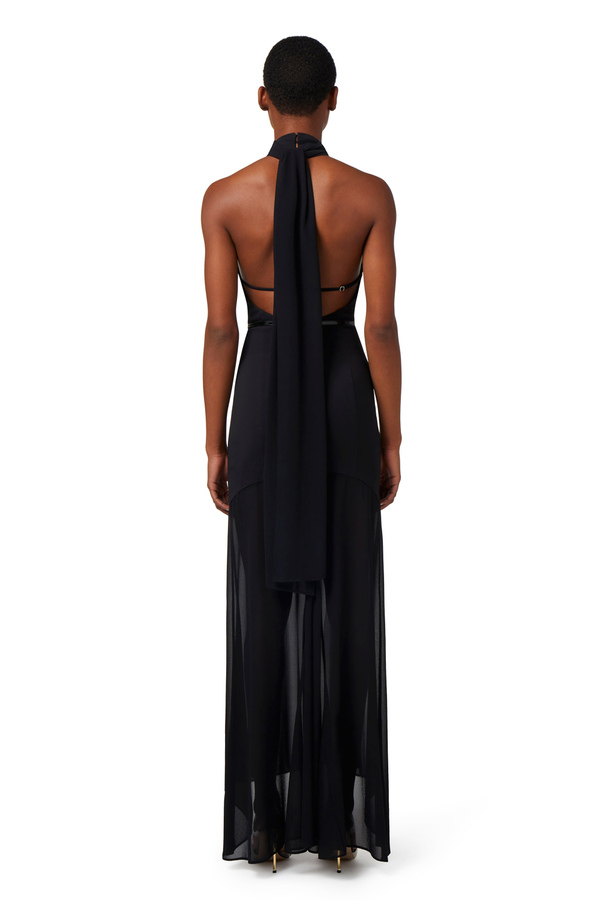 Red Carpet-Kleid aus Crêpe mit Neckholder-Ausschnitt - Elisabetta Franchi® Outlet