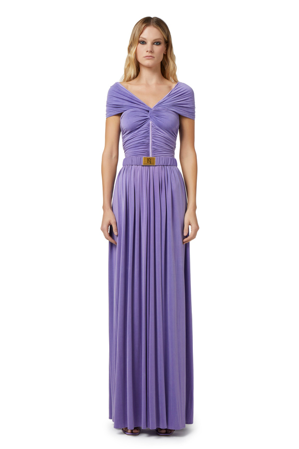 Jersey red carpet dress with knot pattern - Elisabetta Franchi® Outlet