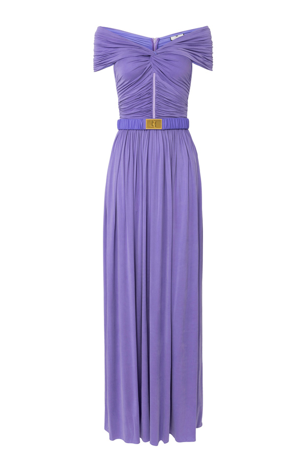 Jersey red carpet dress with knot pattern - Elisabetta Franchi® Outlet