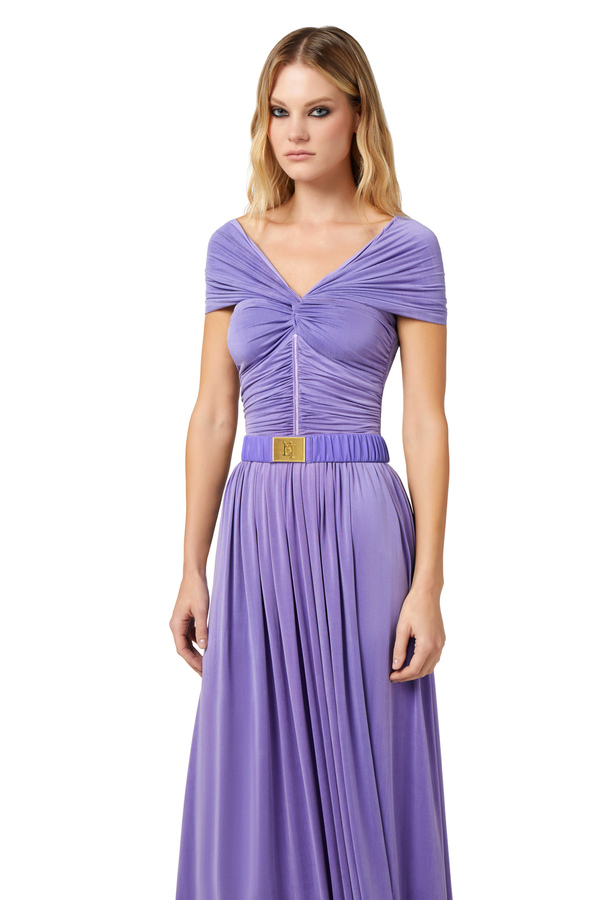 Jersey red carpet dress with knot pattern - Elisabetta Franchi® Outlet