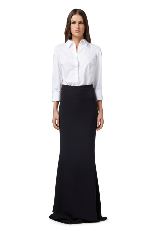 Combined red carpet dress in cotton and crêpe - Elisabetta Franchi® Outlet