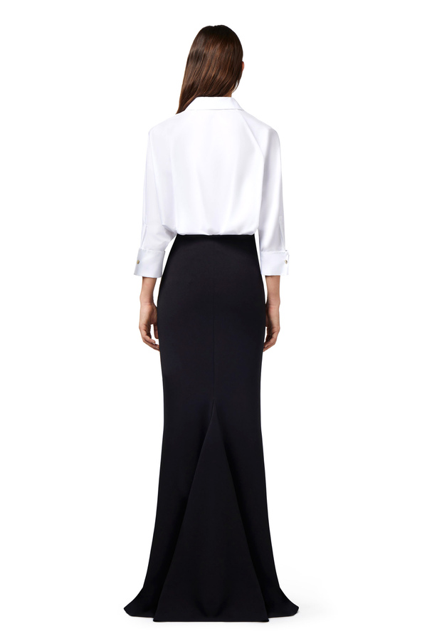 Combined red carpet dress in cotton and crêpe - Elisabetta Franchi® Outlet