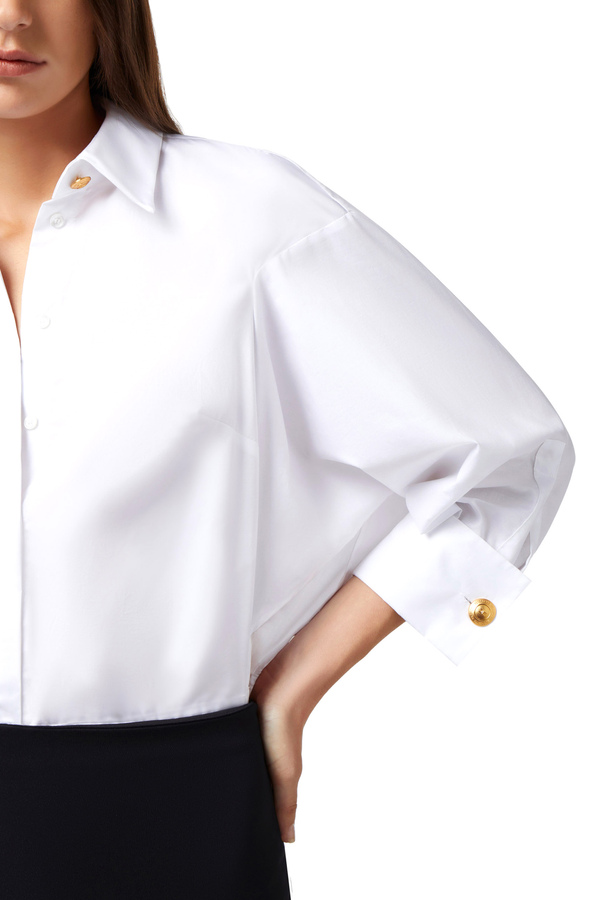 Combined red carpet dress in cotton and crêpe - Elisabetta Franchi® Outlet
