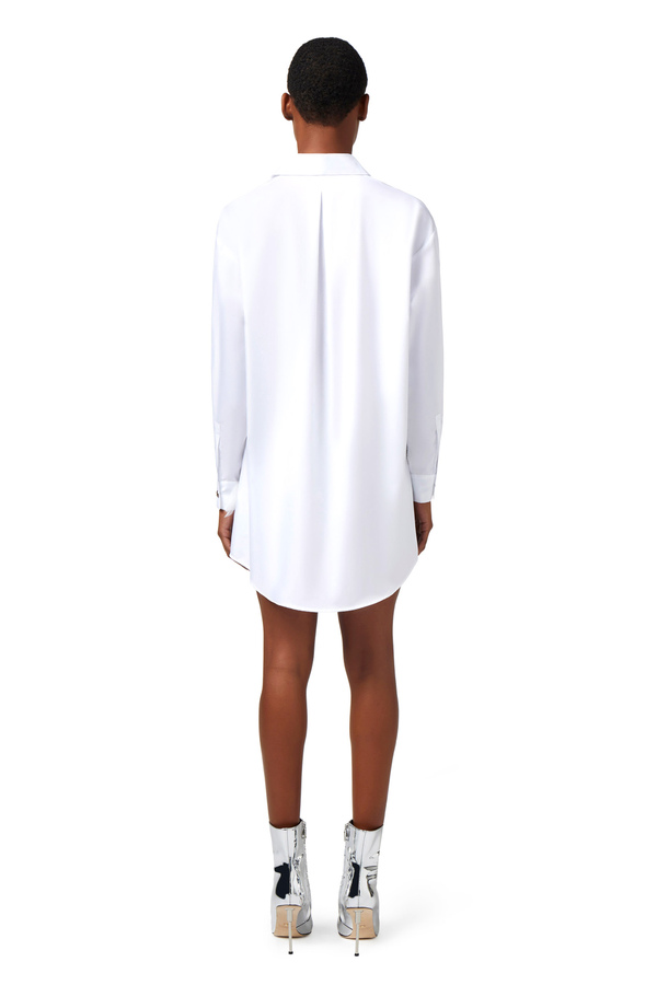 Shirt mini-dress with embroidered crêpe skirt - Elisabetta Franchi® Outlet