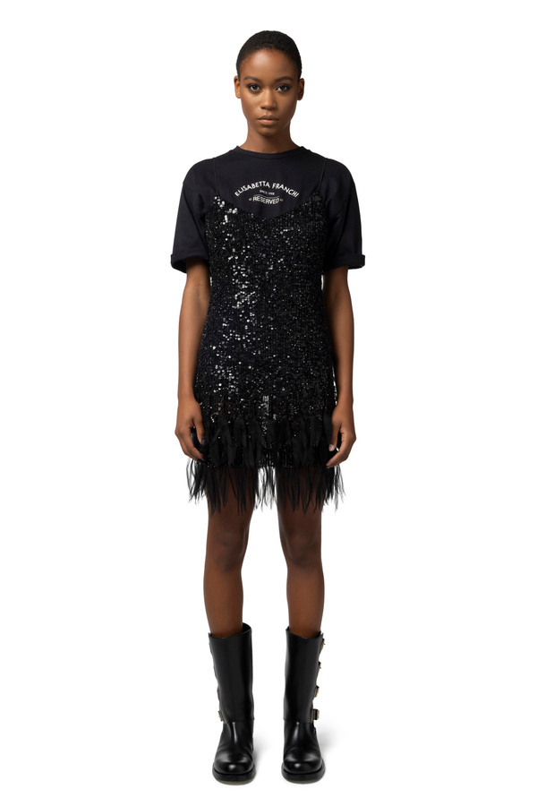 Mini-dress with sequins and fringes - Elisabetta Franchi® Outlet