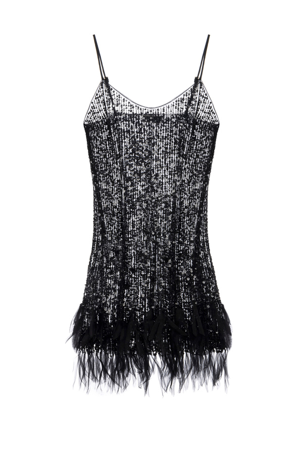 Mini-dress with sequins and fringes - Elisabetta Franchi® Outlet