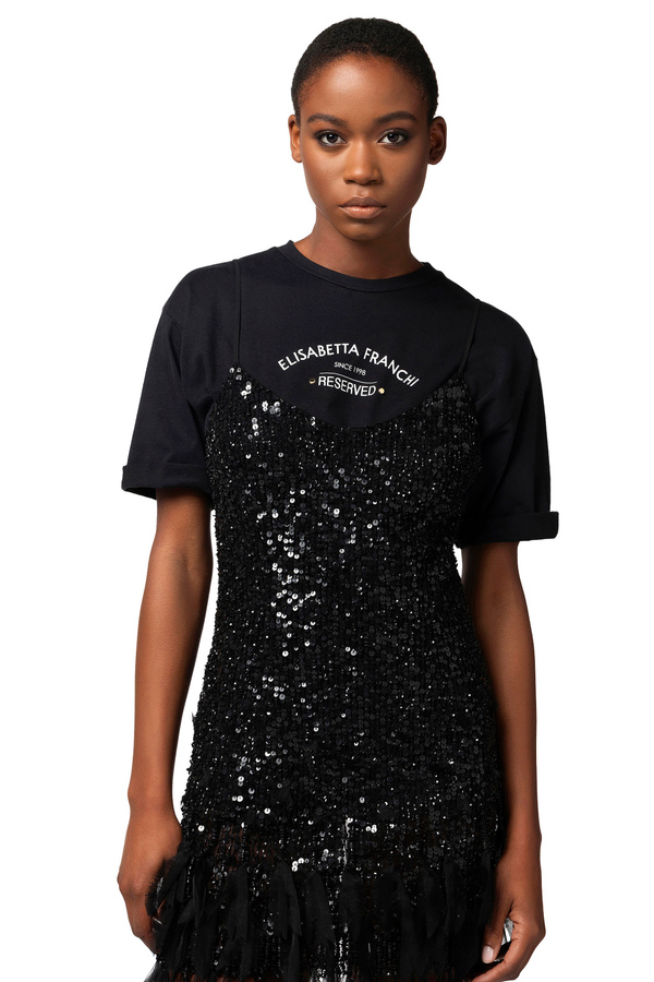 Mini-dress with sequins and fringes - Elisabetta Franchi® Outlet