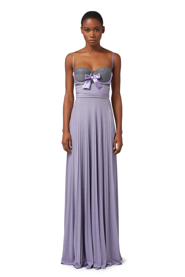Red carpet dress in lurex jersey with bra - Elisabetta Franchi® Outlet