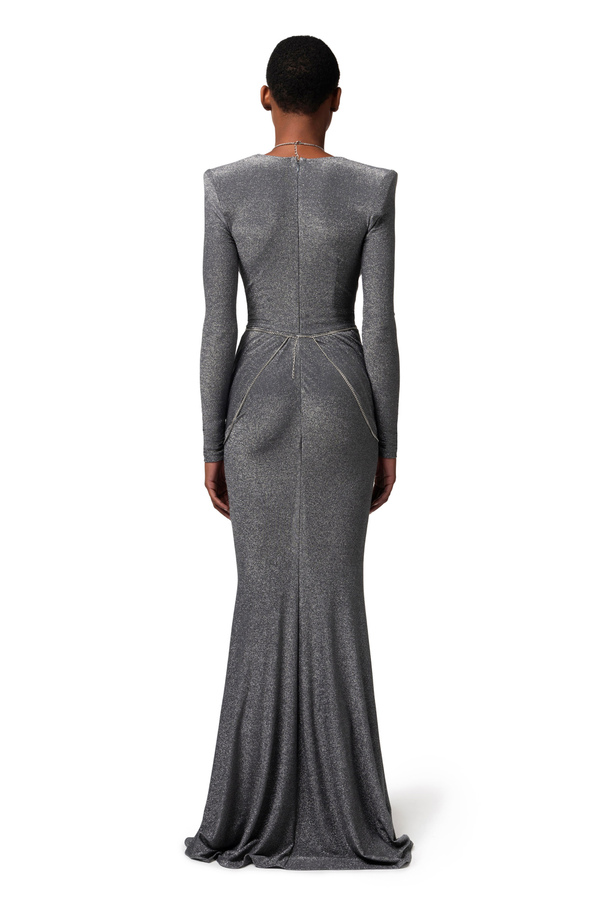 Red Carpet-Kleid aus Lurex-Jersey mit Body-Kette - Elisabetta Franchi® Outlet