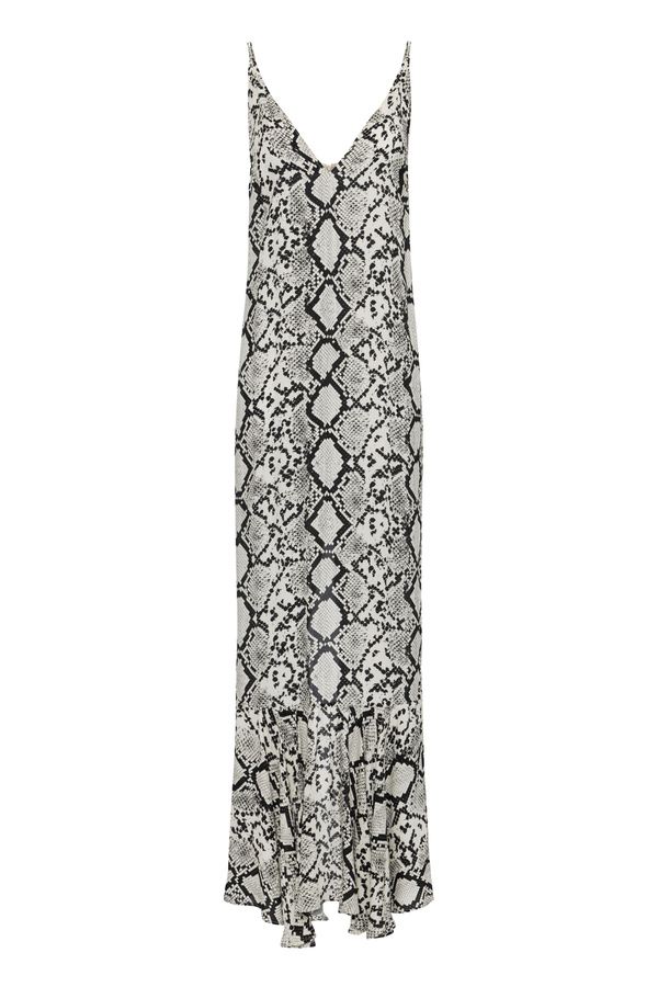 Long dress in viscose georgette fabric with python print - Elisabetta Franchi® Outlet