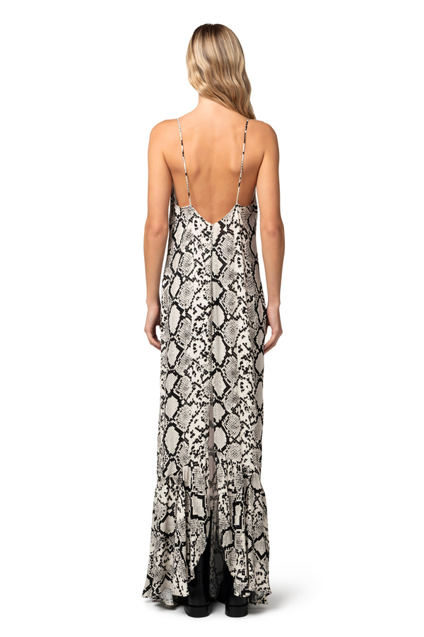 Long dress in viscose georgette fabric with python print - Elisabetta Franchi® Outlet
