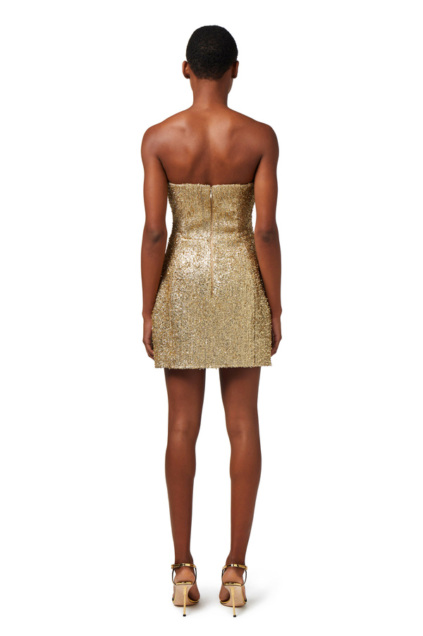 Lurex tweed mini-dress with bow - Elisabetta Franchi® Outlet