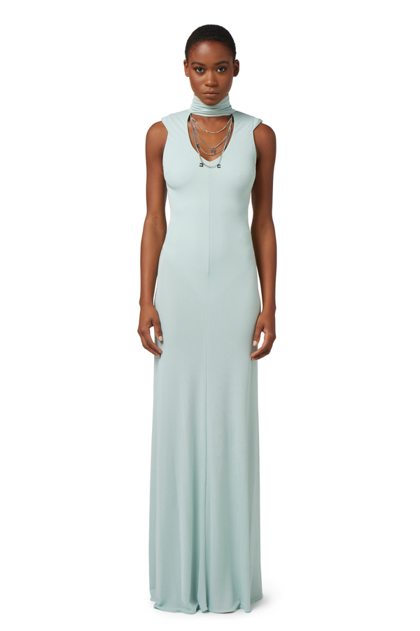 Jersey red carpet dress with cut-out and necklace - Elisabetta Franchi® Outlet