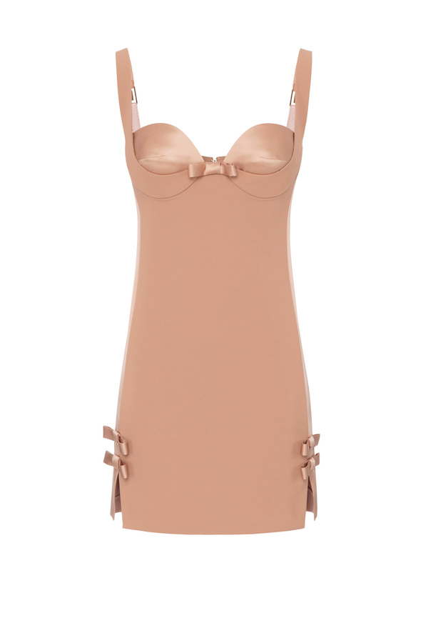 Mini-dress in crêpe fabric with bows - Elisabetta Franchi® Outlet