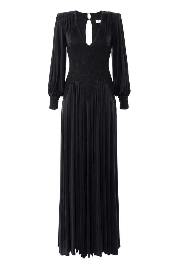 Red Carpet-Kleid aus Jersey mit Spitzeneinsätzen - Elisabetta Franchi® Outlet