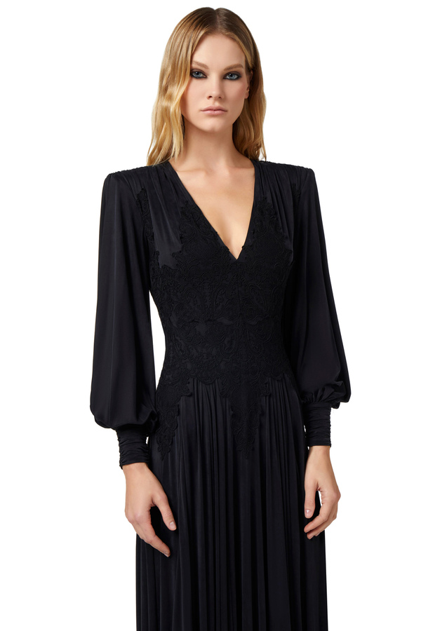Red Carpet-Kleid aus Jersey mit Spitzeneinsätzen - Elisabetta Franchi® Outlet