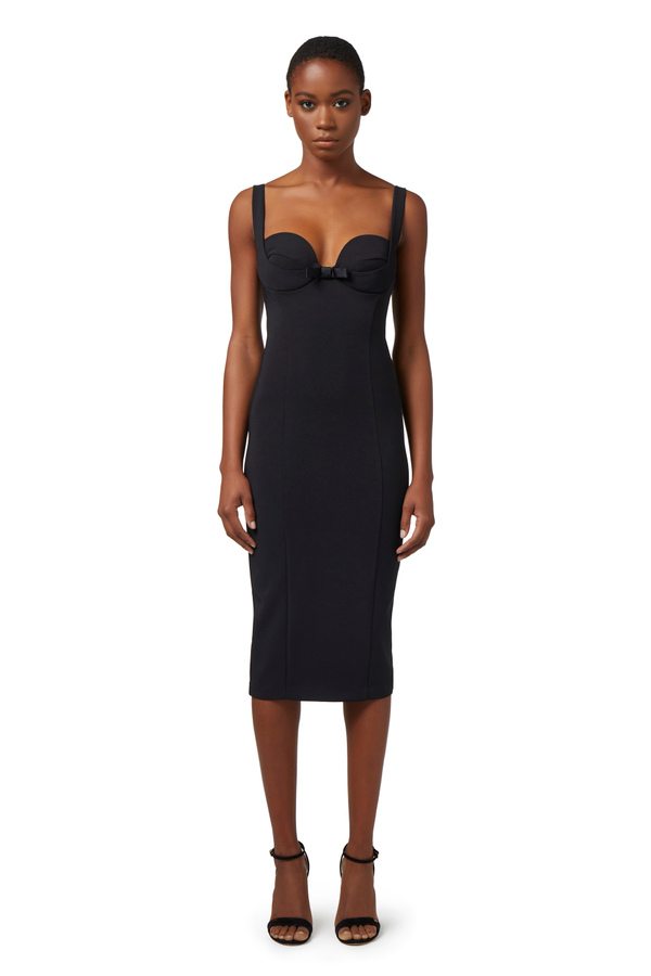 Midi dress in crêpe fabric with bows - Elisabetta Franchi® Outlet