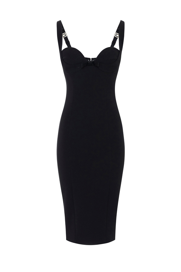 Midi dress in crêpe fabric with bows - Elisabetta Franchi® Outlet