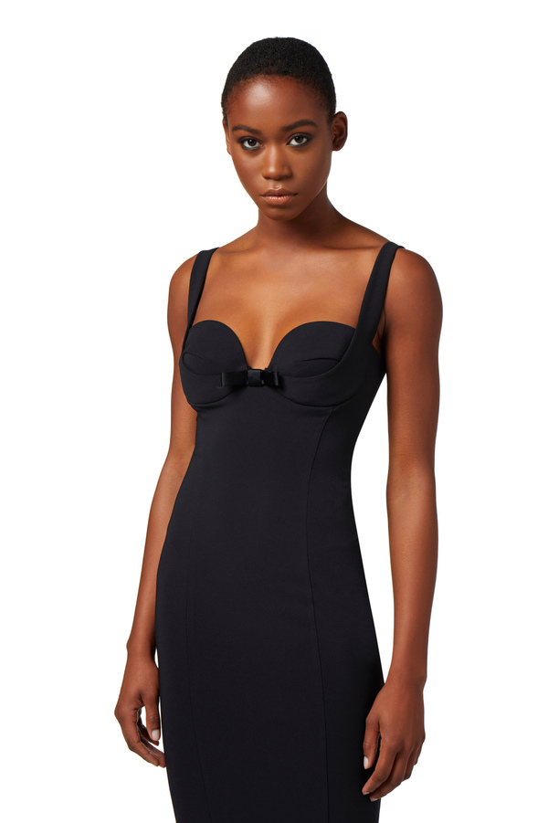 Midi dress in crêpe fabric with bows - Elisabetta Franchi® Outlet