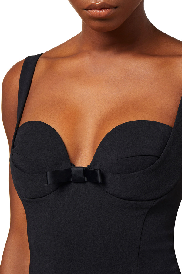 Midi dress in crêpe fabric with bows - Elisabetta Franchi® Outlet