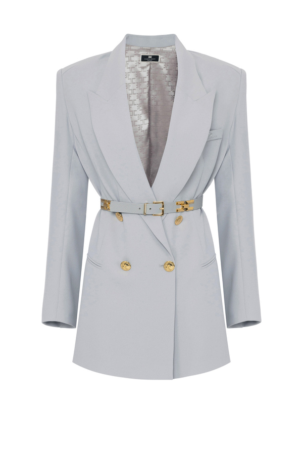 Robe-manteau in crêpe con cintura - Elisabetta Franchi® Outlet