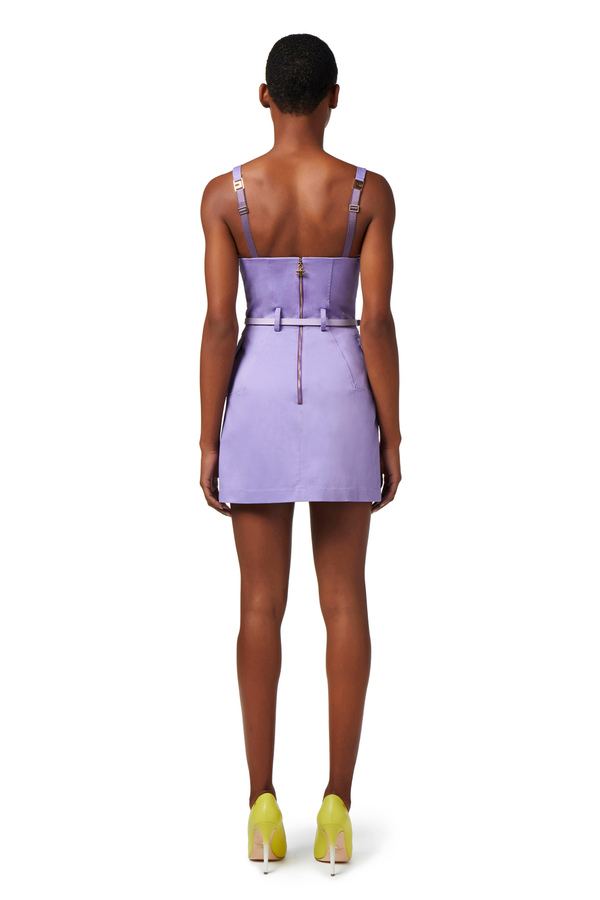 Cotton utility mini-dress with belt - Elisabetta Franchi® Outlet