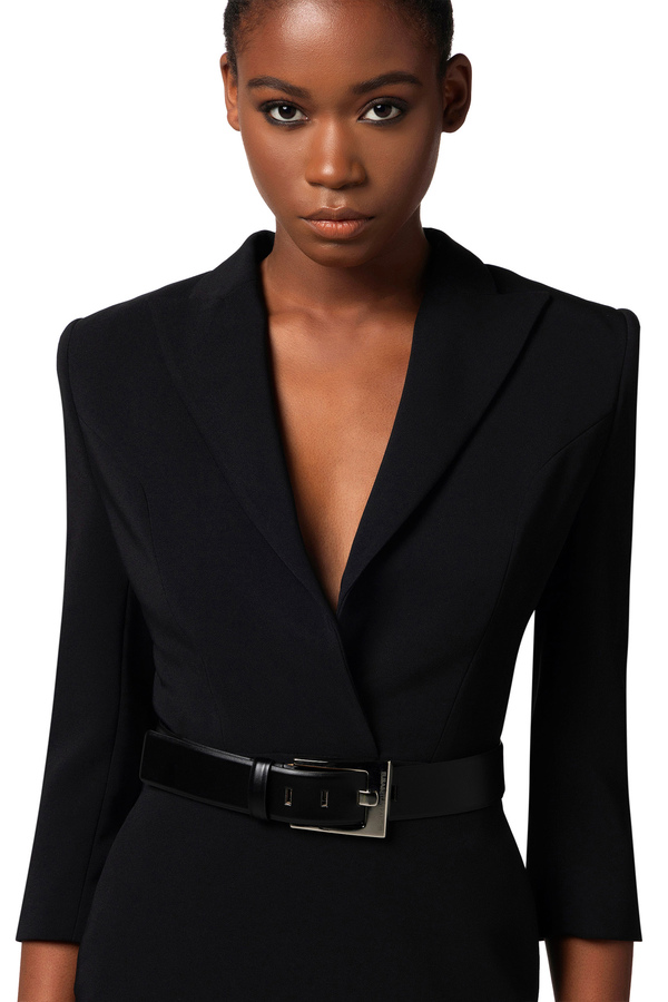 Coat dress in crêpe fabric with back cut-out - Elisabetta Franchi® Outlet