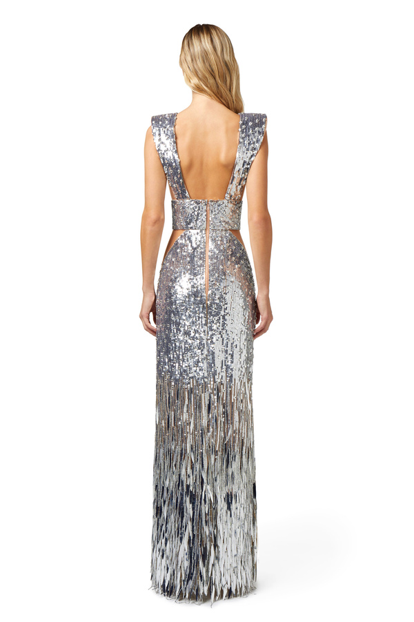 Abito red carpet con frange e paillettes - Elisabetta Franchi® Outlet