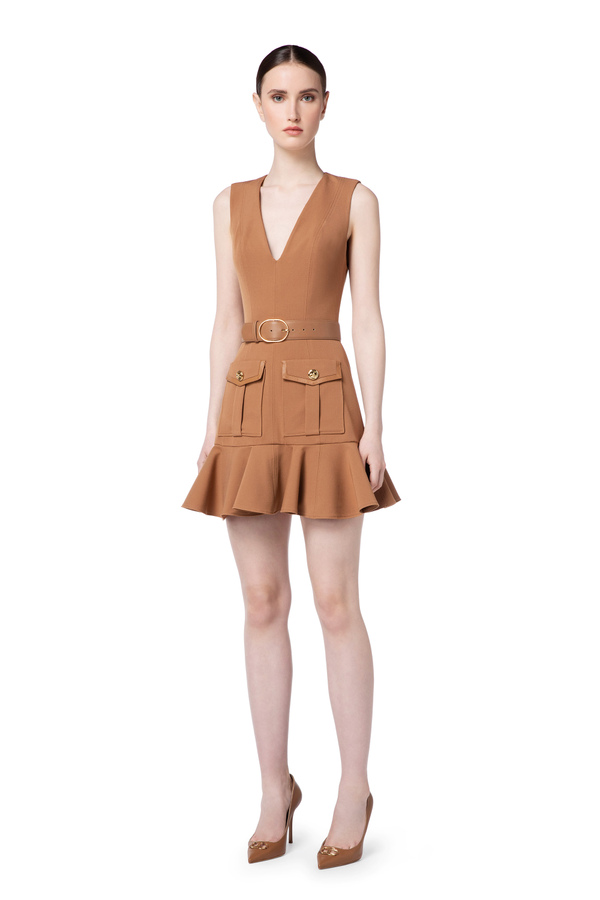 Elisabetta Franchi dress with pockets and belt - Elisabetta Franchi® Outlet
