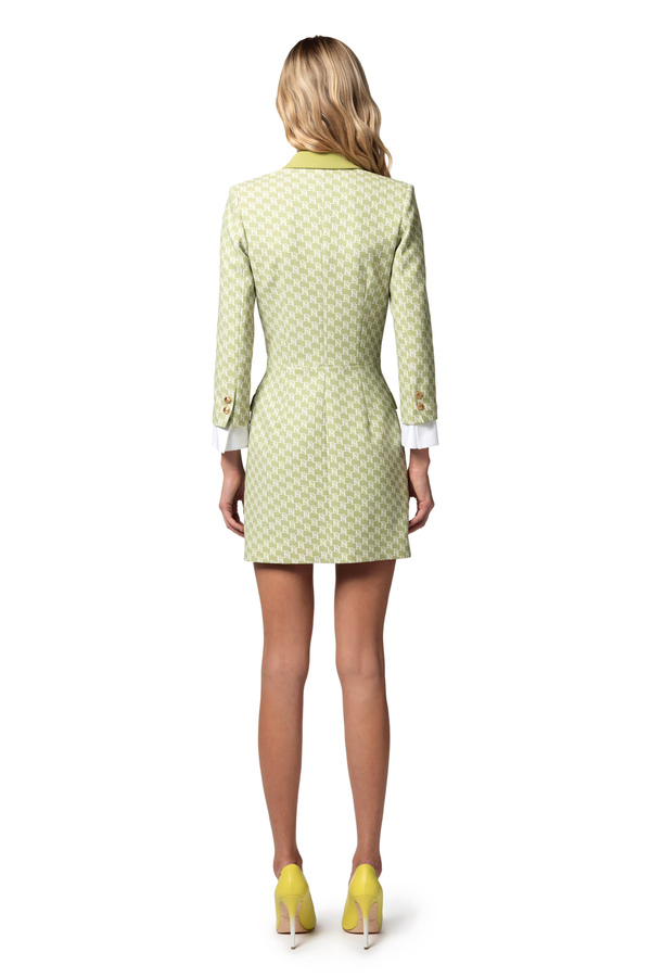 Coat dress in stretch crêpe fabric with logo print - Elisabetta Franchi® Outlet
