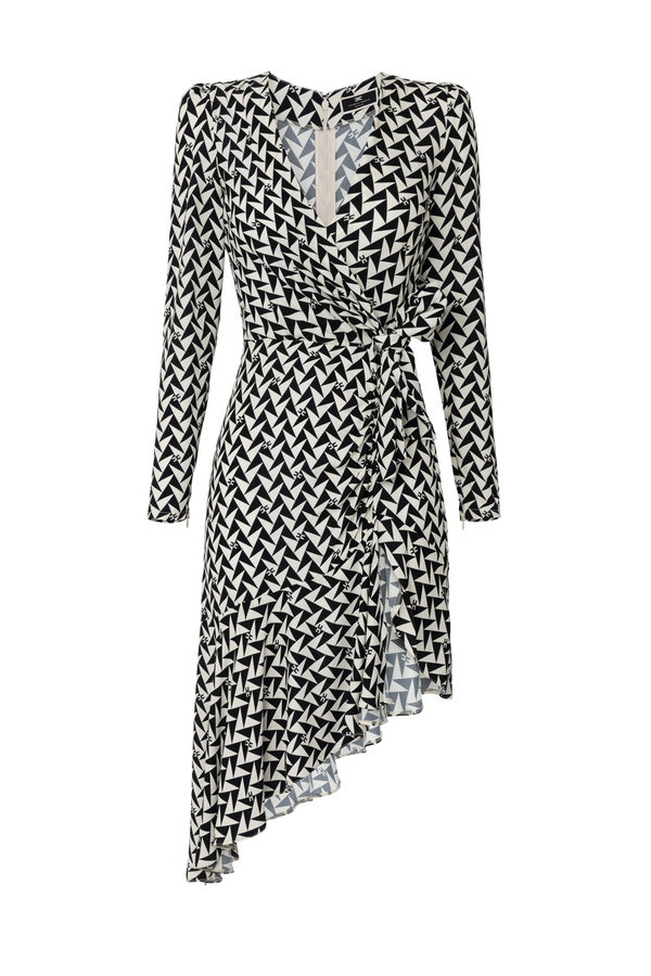 Midi dress in printed viscose georgette fabric - Elisabetta Franchi® Outlet