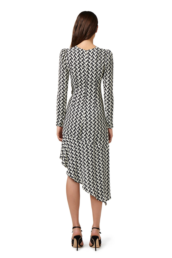 Midi dress in printed viscose georgette fabric - Elisabetta Franchi® Outlet