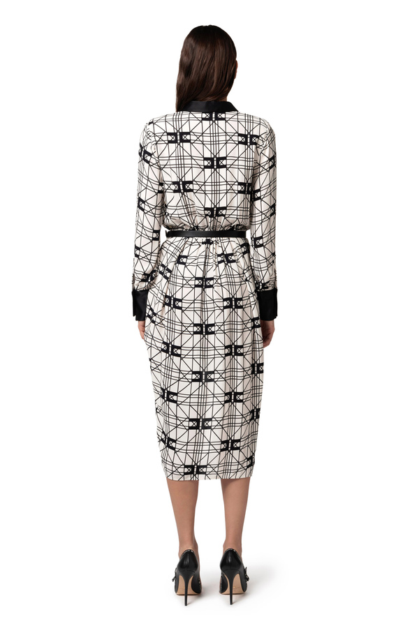 Midi wraparound dress in printed viscose georgette fabric - Elisabetta Franchi® Outlet