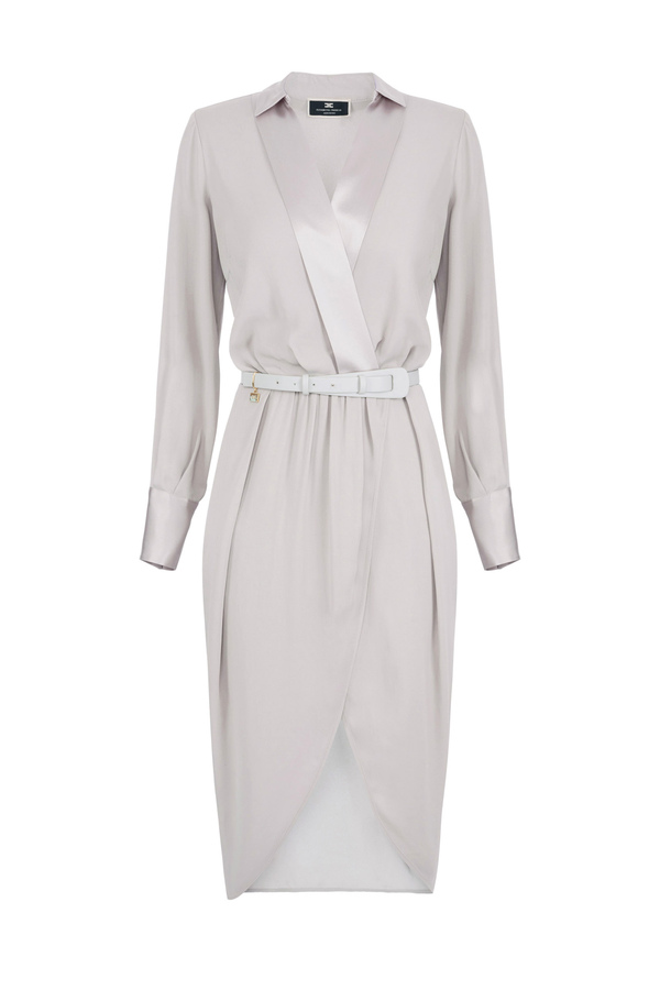 Midi wraparound dress in viscose georgette fabric - Elisabetta Franchi® Outlet